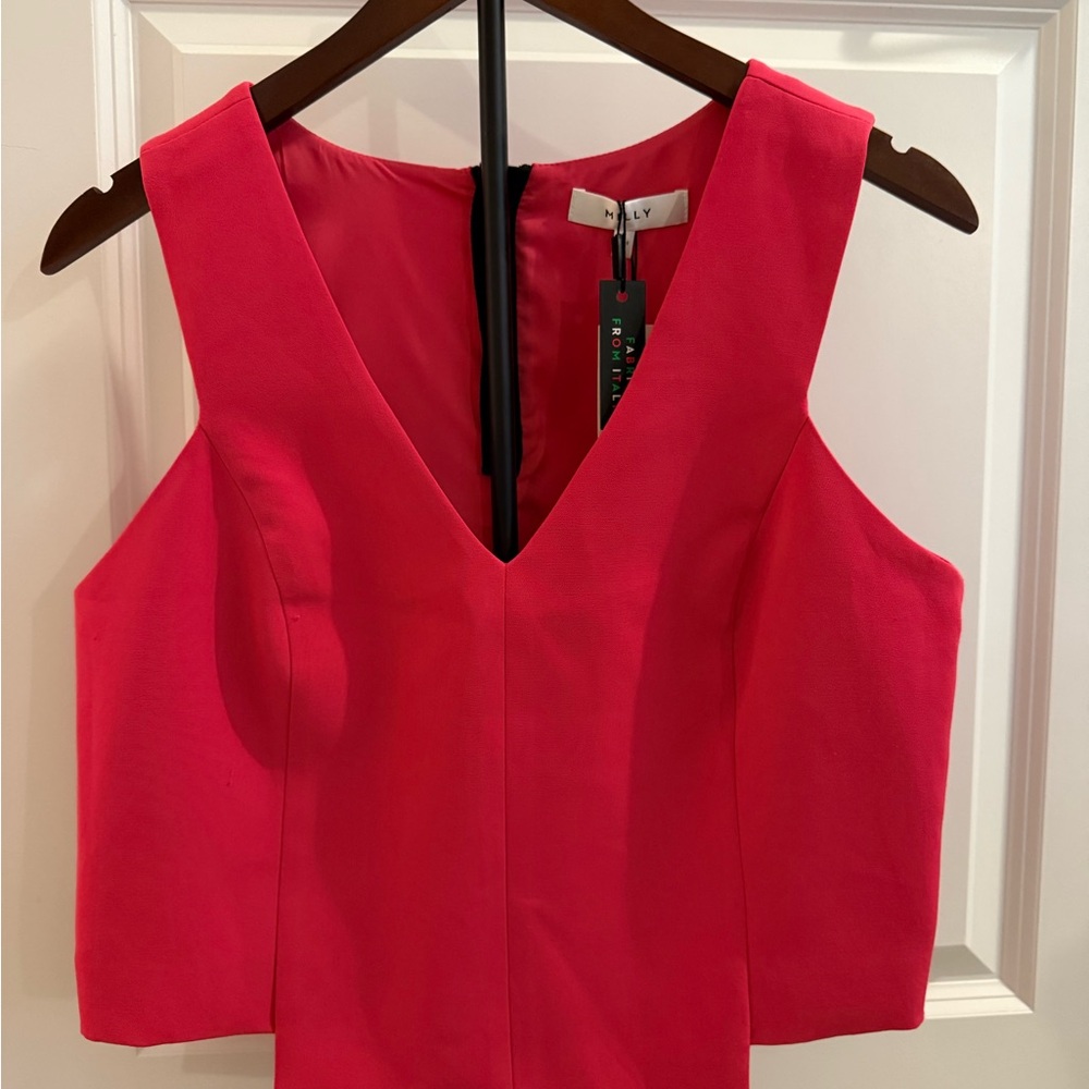 Milly Vibrant Pink V-Neck Blouse